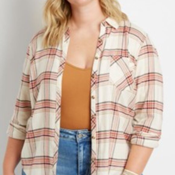 Plus Size Flannel Shirt Women Plaid Shirt Casual soft sz 2X Mystyle - Picture 15 of 15